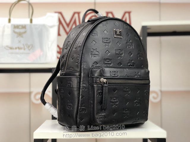 MCM雙肩包 原單 5915 MCM全皮凹凸印花LOGO雙肩包 進口牛皮 MCM後背包  mdmc1435